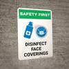 Safety First: Disinfect Face Coverings with Icon Portrait - Wall Sign