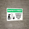 Safety First: Disinfect Surface Before Use with Icon Landscape - Wall Sign