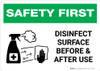 Safety First: Disinfect Surface Before and After Use with Icon Landscape - Wall Sign Safety First: Disinfect Surface Before and After Use with Icon Landscape - Wall Sign
