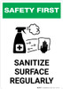 Safety First: Sanitize Surface Regularly with Icon Portrait - Wall Sign