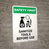 Safety First: Sanitize Tools Before Use with Icon Portrait - Wall Sign
