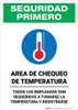 Safety First: Temperature Check Station Employees Required Spanish with Icon Portrait - Wall Sign