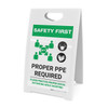Safety First: Proper PPE Required Maintain Social Distance with Icons Portrait - A-Frame Sign Safety First: Proper PPE Required Maintain Social Distance with Icons Portrait - A-Frame Sign