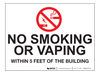 No Smoking/Vaping Within 5 Feet - Wall Sign No Smoking/Vaping Within 5 Feet - Wall Sign