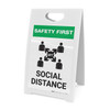 Safety First: Social Distance 6 Ft with Icon Portrait - A-Frame Sign