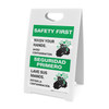 Safety First: Wash Your Hands Avoid Contamination Bilingual Spanish with Icon Portrait - A-Frame Sign