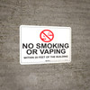 No Smoking/Vaping Within 20 Feet - Wall Sign No Smoking/Vaping Within 20 Feet - Wall Sign