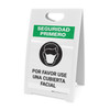 Safety First: Please Wear A Face Covering Spanish with Icon Portrait - A-Frame Sign