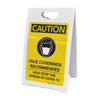 Caution: Face Coverings Recommended COVID-19 with Icon Portrait - A-Frame Sign Caution: Face Coverings Recommended COVID-19 with Icon Portrait - A-Frame Sign