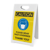 Caution: Please Wear Face Coverings with Icon Portrait - A-Frame Sign