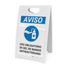 Notice: Mandatory Use Of Anti-Bacterial Hand Gel Spanish With Icon Portrait - A-Frame Sign