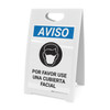 Notice: Please Wear A Face Covering Spanish with Icon Portrait - A-Frame Sign