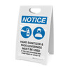 Notice: Hand Sanitizer & Face Coverings Must Be Used with Icons Portrait - A-Frame Sign
