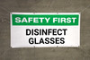 Safety First Disinfect Goggles - Banner