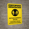 Caution: Social Distancing 6ft. Spanish with Icon Portrait - Wall Sign Caution: Social Distancing 6ft. Spanish with Icon Portrait - Wall Sign