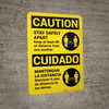 Caution: Stay Safely Apart Bilingual Spanish with Icon Portrait - Wall Sign