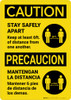 Caution: Stay Safely Apart Bilingual Spanish with Icon Portrait - Wall Sign