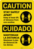Caution: Stay Safely Apart Bilingual Spanish with Icon Portrait - Wall Sign