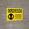 Caution: Stay Safely Apart Spanish with Icon Landscape - Wall Sign Caution: Stay Safely Apart Spanish with Icon Landscape - Wall Sign