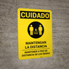 Caution: Stay Safely Apart Spanish with Icon Portrait - Wall Sign