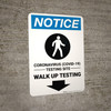 Notice: Coronavirus Testing Site Down with Icon Portrait - Wall Sign