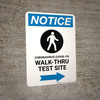 Notice: Coronavirus Walk-Thru Test Site Right with Icon Portrait - Wall Sign
