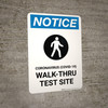 Notice: Coronavirus Walk-Thru Test Site with Icon Portrait - Wall Sign Notice: Coronavirus Walk-Thru Test Site with Icon Portrait - Wall Sign