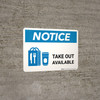Notice: Take Out Available with Icon Landscape - Wall Sign