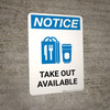 Notice: Take Out Available with Icon Portrait - Wall Sign Notice: Take Out Available with Icon Portrait - Wall Sign