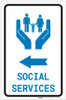 Social Services Left Arrow with Icon Portrait - Label