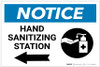Notice: Hand Sanitizing Station Left Arrow with Icon Landscape - Label