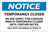 Notice: Temporarily Closed - Caravan Park Closed Until Further Notice Landscape - Label