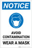 Notice: Avoid Contamination Wear a Mask with Icon Portrait - Label Notice: Avoid Contamination Wear a Mask with Icon Portrait - Label