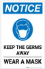 Notice: Keep the Germs Away - Wear a Mask with Icon Portrait - Label