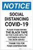 Notice: Social Distancing COVID-19 Please Stand Behind Black Tape Portrait - Label Notice: Social Distancing COVID-19 Please Stand Behind Black Tape Portrait - Label