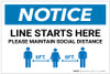 Notice: Line Starts Here Maintain Social Distancing Landscape - Label Notice: Line Starts Here Maintain Social Distancing Landscape - Label