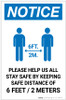Notice: Please Help Us All Stay Safe By Keeping 2m Distance with Icon Portrait - Label
