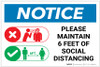 Notice: Please Maintain 6 feet of Distance at all Times with Icon Portrait - Label