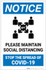 Notice: Please Maintain Social Distancing in Waiting Room Portrait - Label