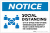 Notice: Social Distancing 6ft of Space From Others with Icon Landscape - Label