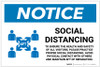 Notice: Social Distancing to Ensure Health with Icon Portrait - Label Notice: Social Distancing to Ensure Health with Icon Portrait - Label