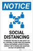 Notice: Social Distancing Wait Here Until Called with Icon Landscape - Label