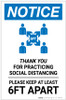 Notice: Thank You For Practicing Social Distancing with Icon Portrait - Label