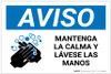 Notice: Keep Calm and Wash Your Hands Spanish with Icon Landscape - Label