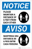 Notice: Please Maintain A Distance Of 6 Feet Bilingual Spanish with Icon Portrait - Label Notice: Please Maintain A Distance Of 6 Feet Bilingual Spanish with Icon Portrait - Label