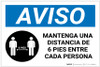 Notice: Please Maintain A Distance Of 6 Feet Spanish with Icon Landscape - Label Notice: Please Maintain A Distance Of 6 Feet Spanish with Icon Landscape - Label