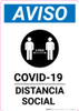 Notice: COVID-19 Social Distancing Spanish with Icon Portrait - Label Notice: COVID-19 Social Distancing Spanish with Icon Portrait - Label