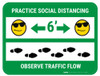 Practice Distancing Observe Flow with Sunglass Emoji - Green - Floor Sign