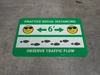 Practice Distancing Observe Flow with Sunglass Emoji - Green - Floor Sign