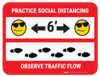 Practice Distancing Observe Flow with Sunglass Emoji - Red - Floor Sign